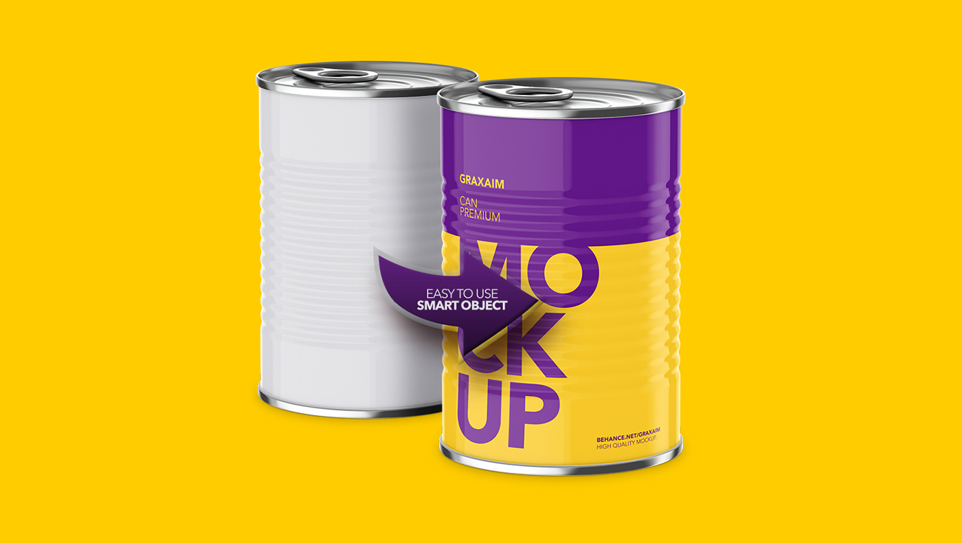 Mockup can tin Pack Packaging brand template pull tap