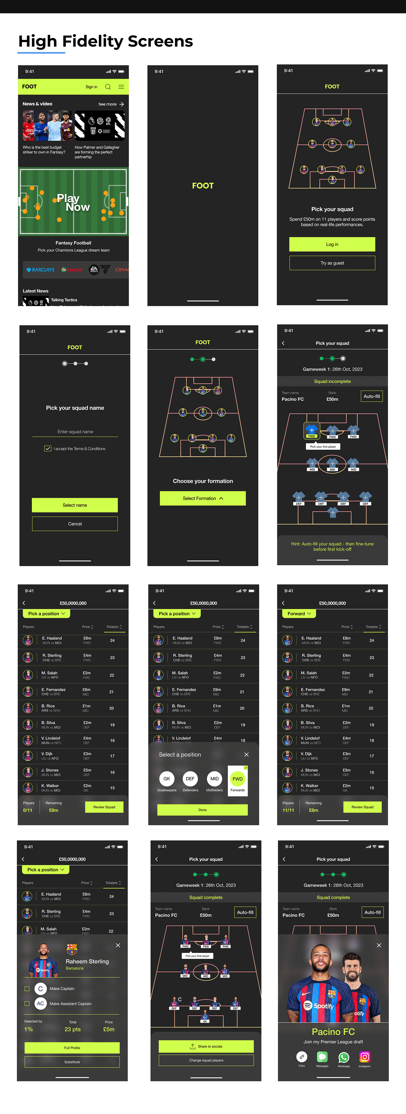 UI/UX Mobile app football design Sports Design Football fantasy design Sportsuidesign
