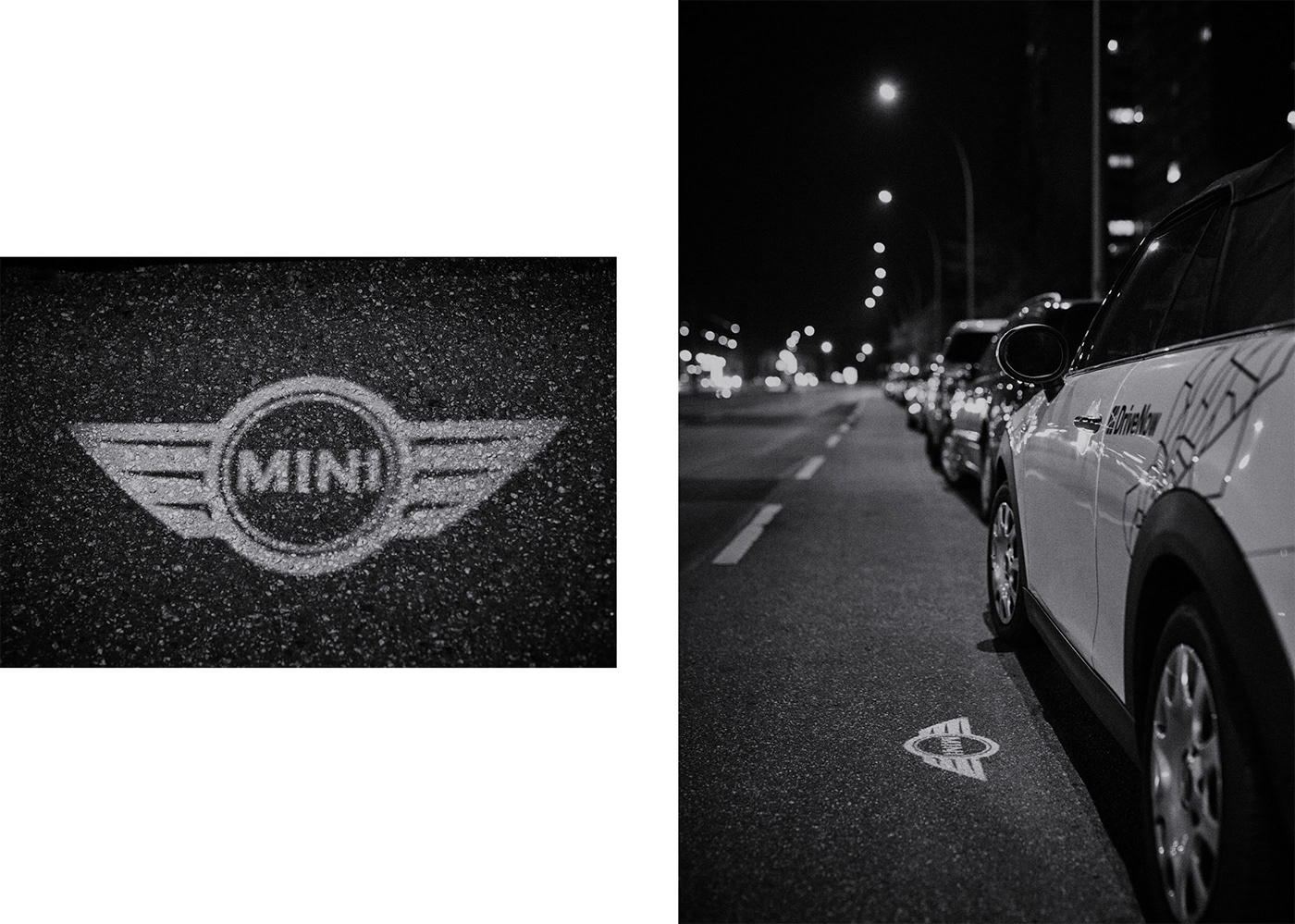 Drivenow car advertisement ad Project model MINI Cooper berlin black and white sport