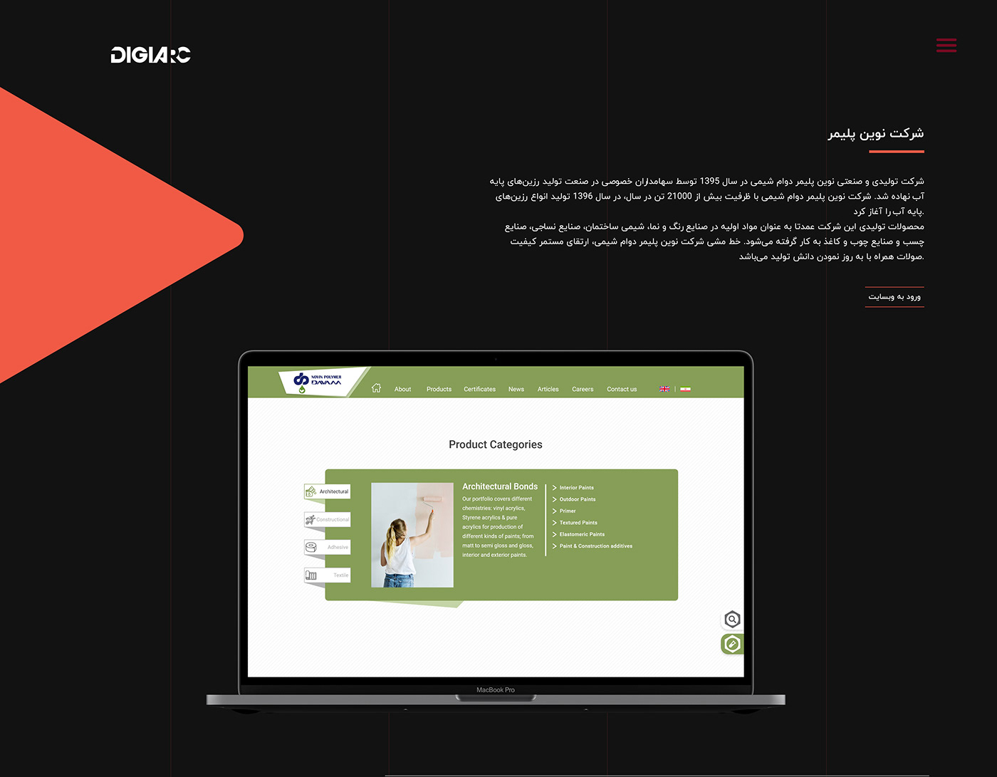 
Sample design of Novin Polymer Company website