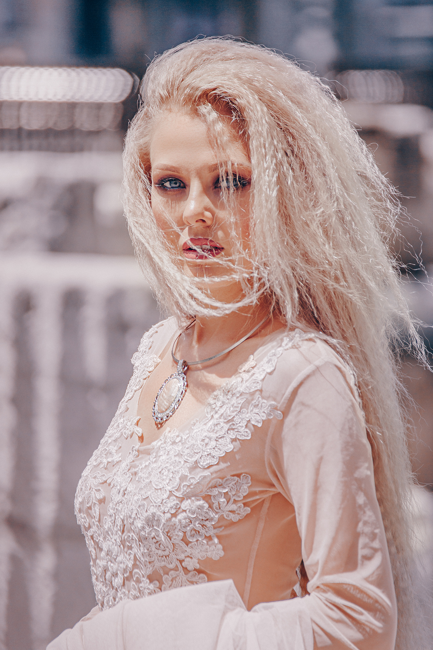 blonde campaign dress Fashion  model Photography  russian Urban valencia vestido