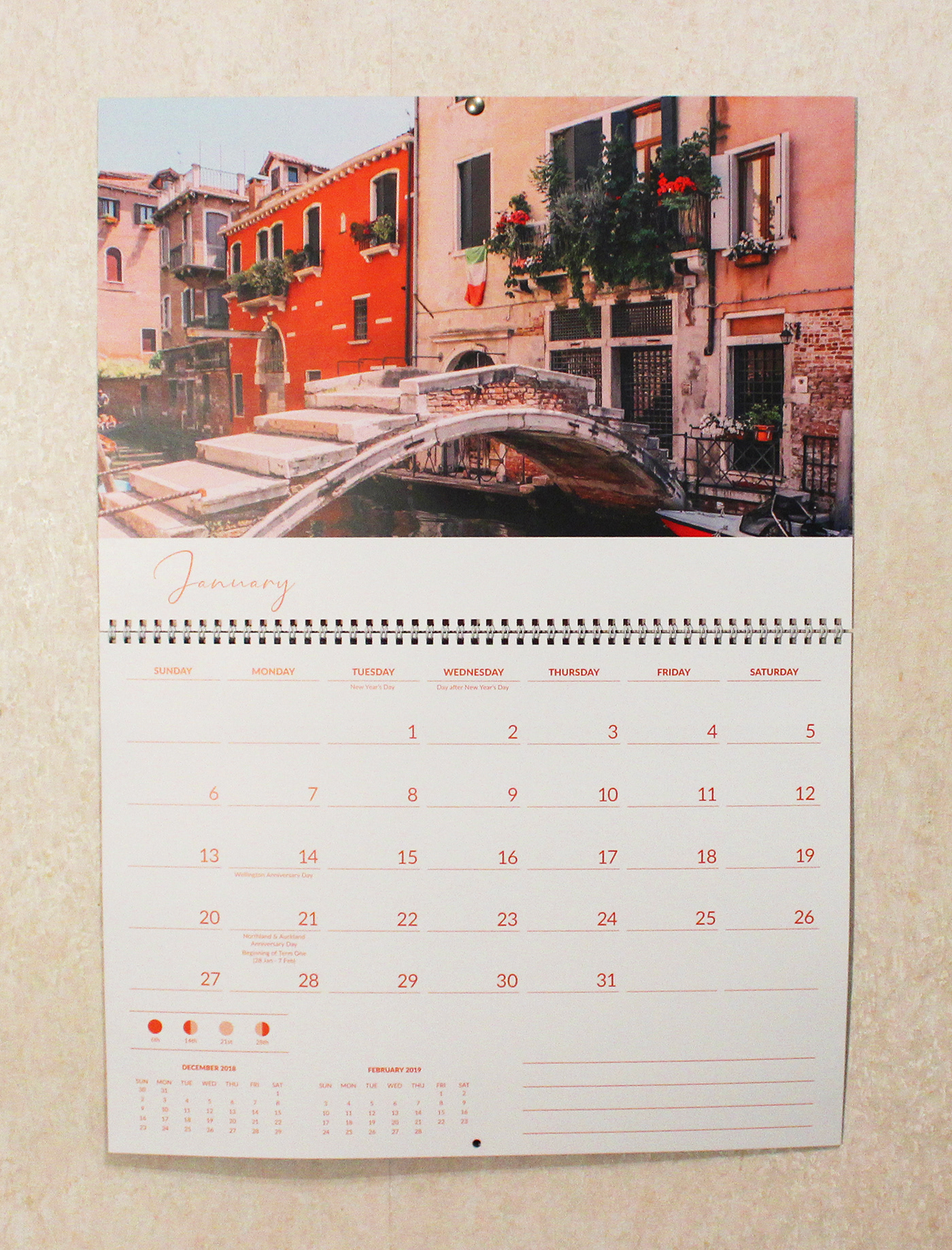 calendar Photography  Italy graphic design  Beautiful Venice typography  