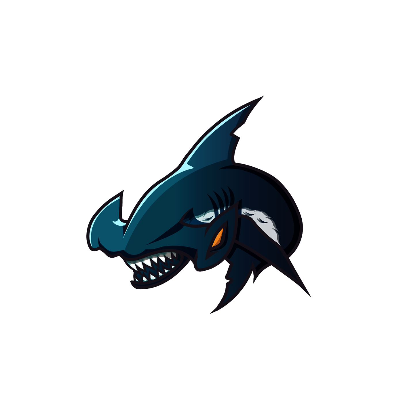 animal E-Sports hammerhead Illustrator logo shark water