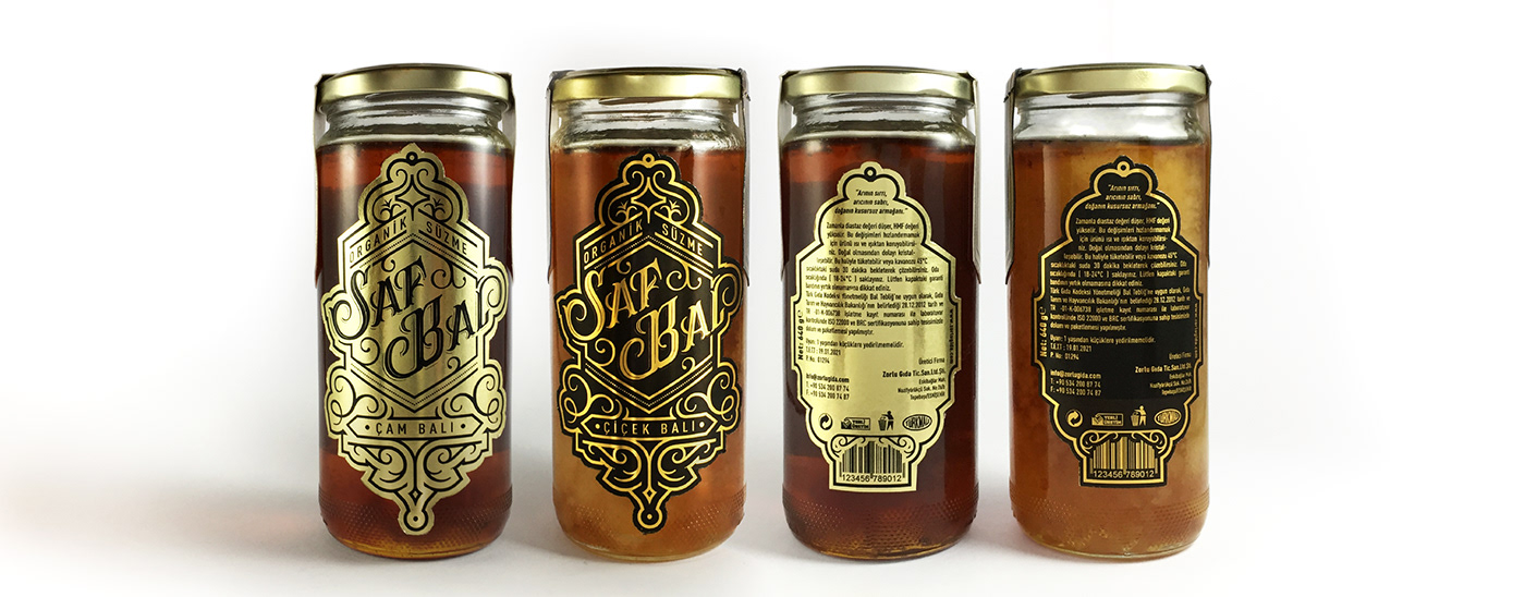 brand branding  gold foil honey Honey packaging lettering Packaging packaging design typography  