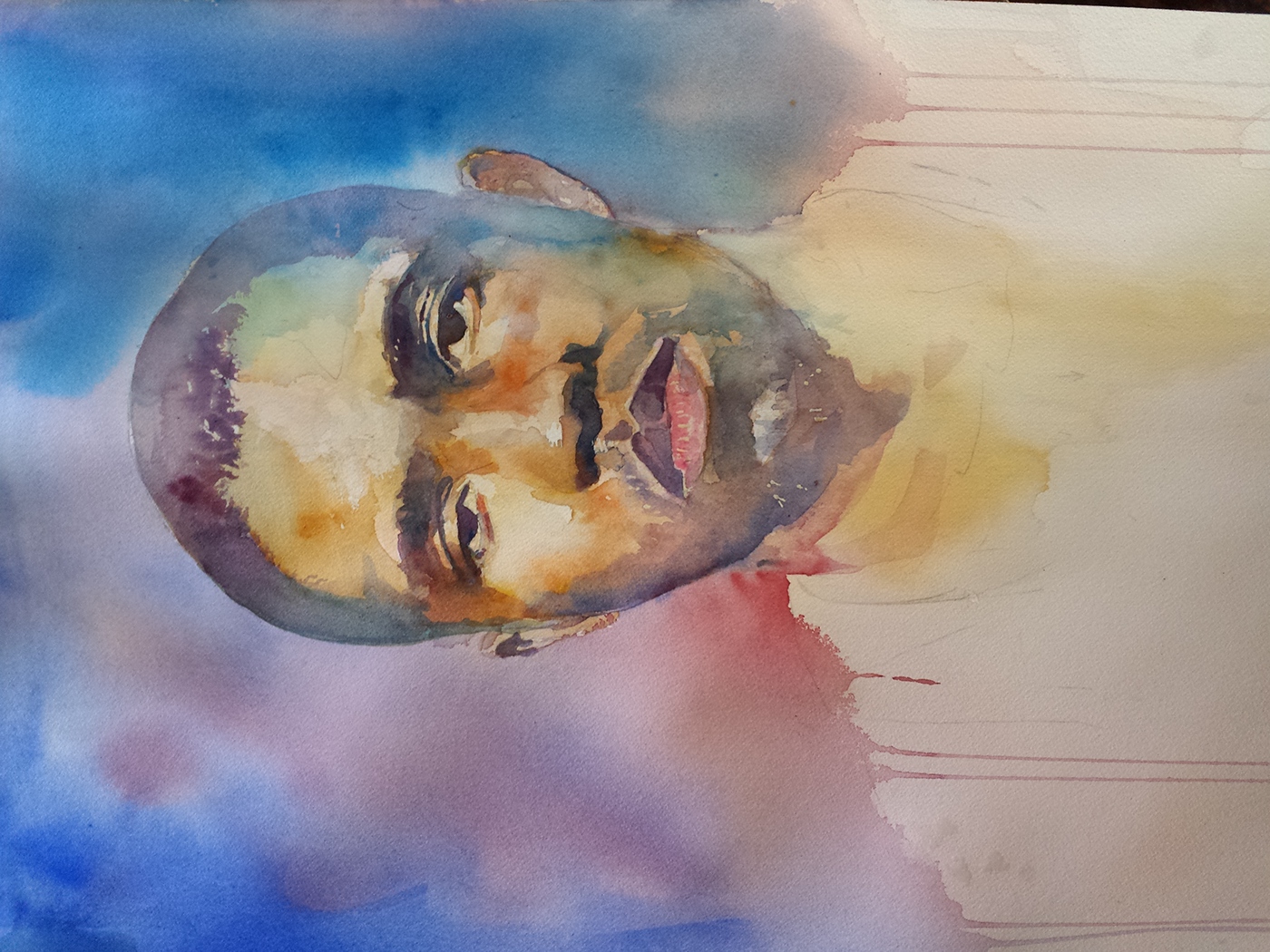 music Celebrity Portraiture color watercolor painting   expressive
