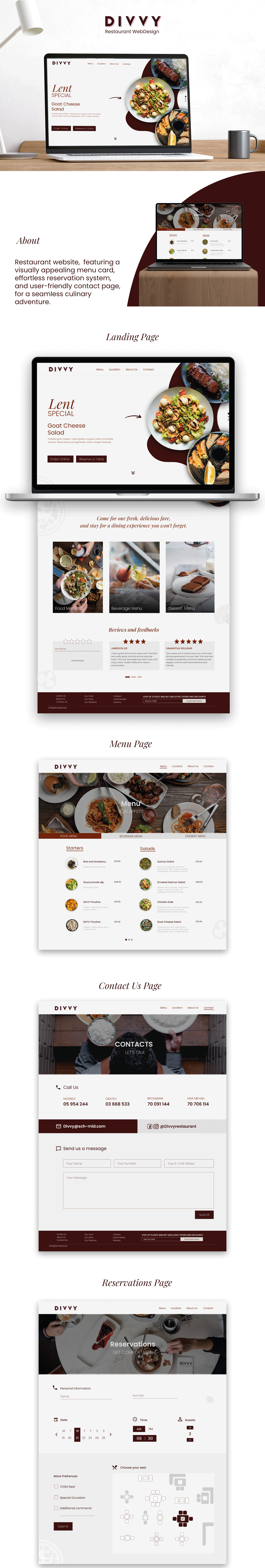 Website Webdesign UI/UX restaurant menu Menu Card contact us landing page ui design