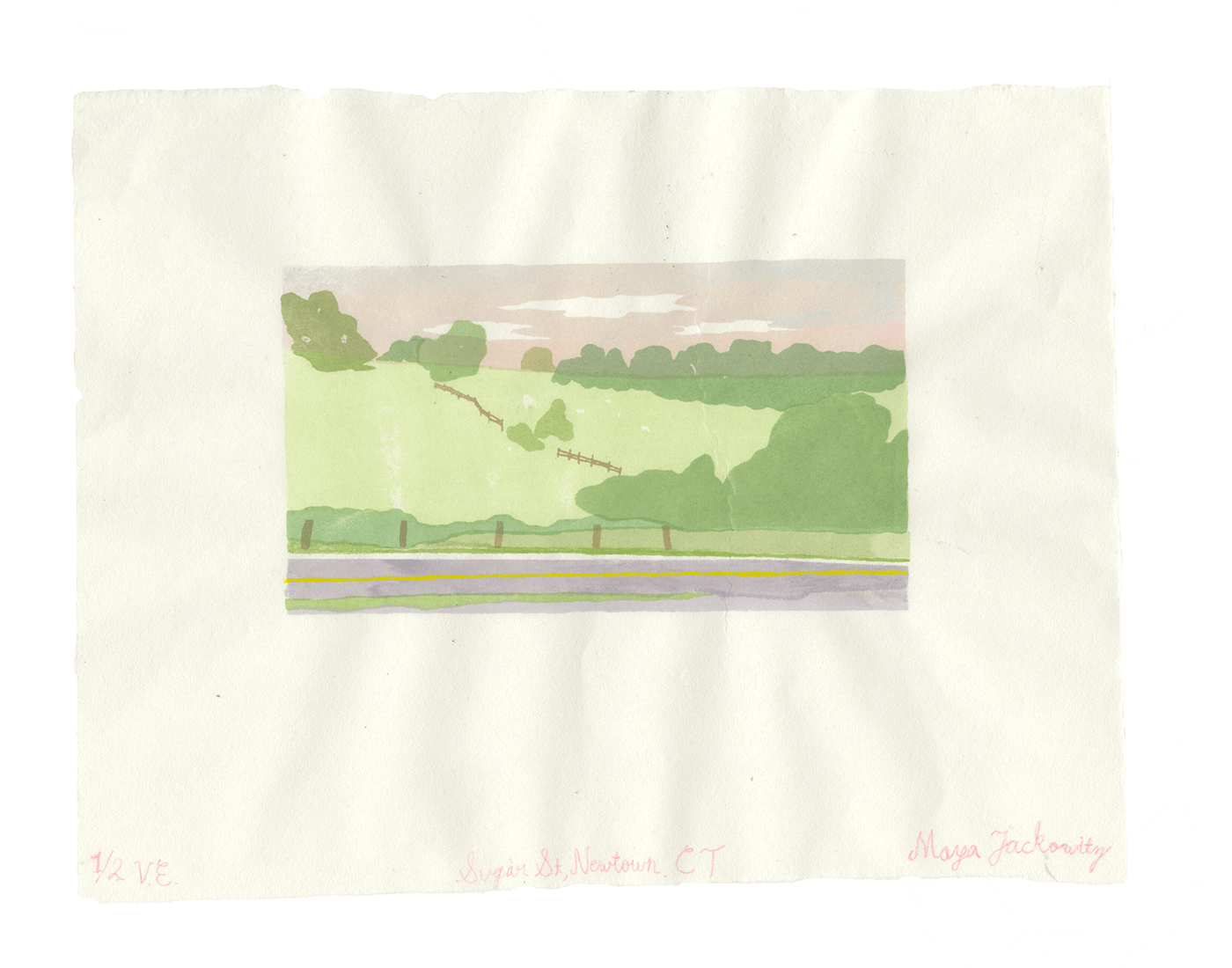 Connecticut New England Landscape printmaking screen print silk screen