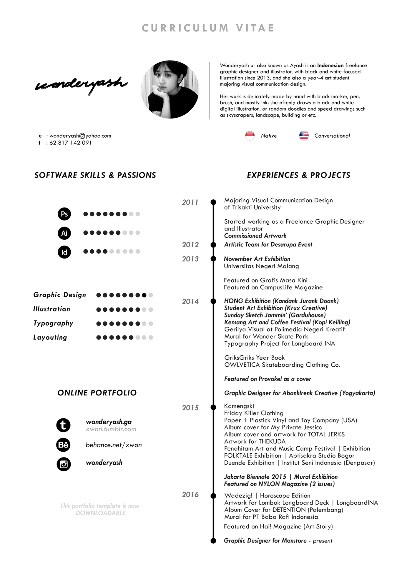 curriculum vitae template  available for download  on behance