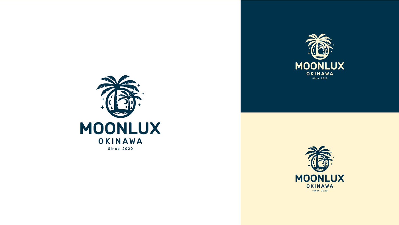 beach brandidentity branding  camp Island logo moon Palm Tree paradise sea