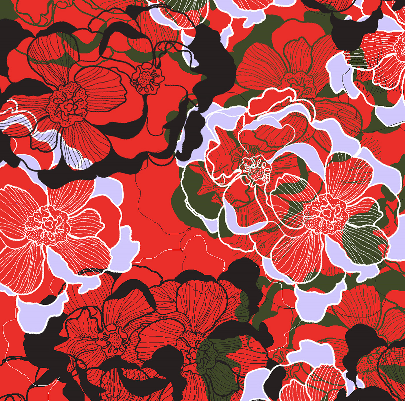 textile human fabric Flowers floral red ILLUSTRATION  Digital Art  fashion desgin