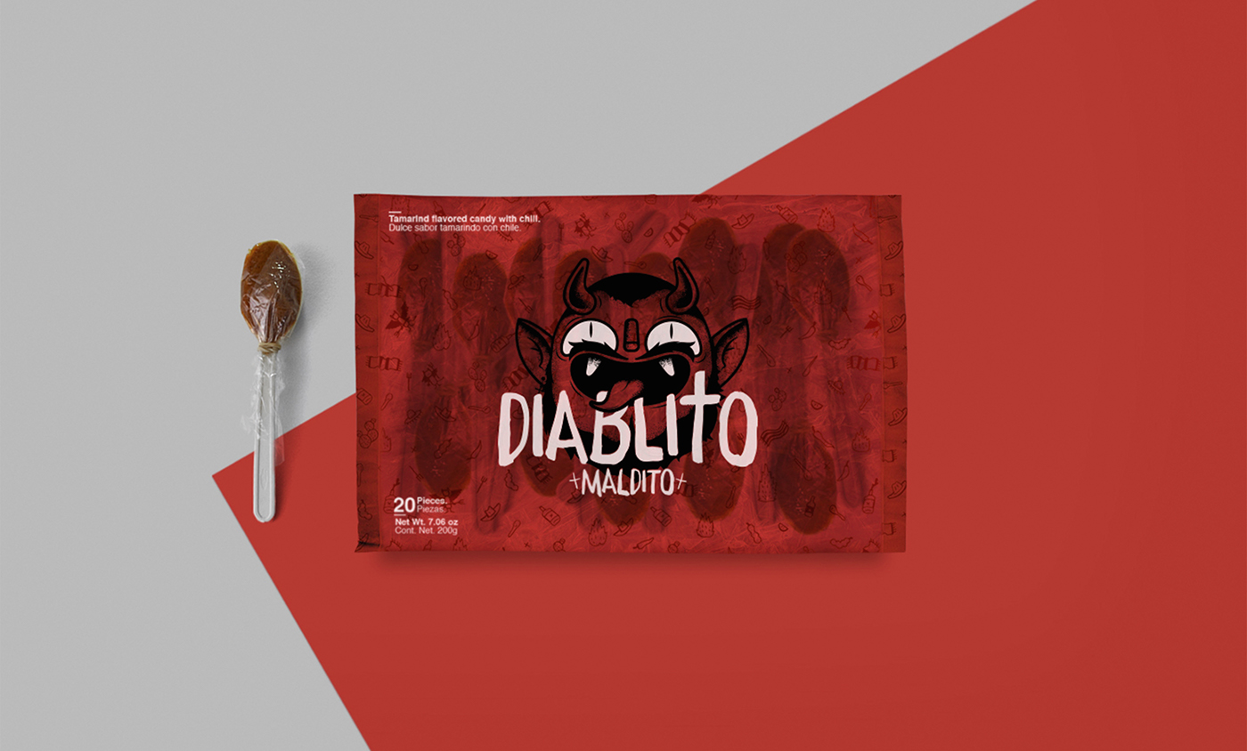 brand diablo Candy red stationary chili spoon Candy Box mexico demonio devil evil demon Mexican candy tradition