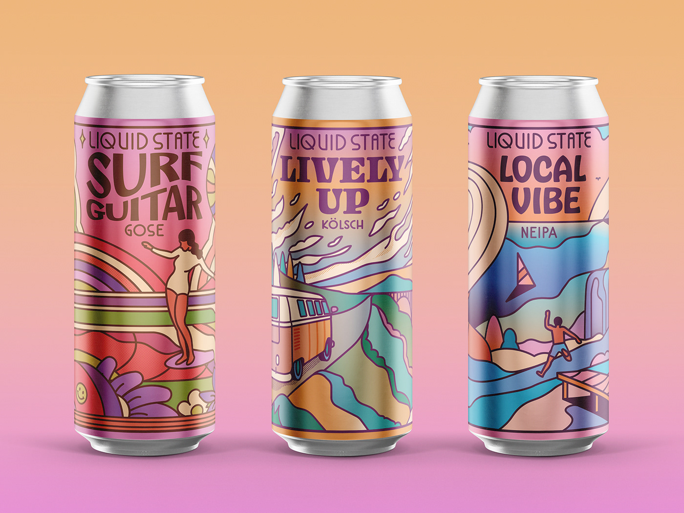 vector label design beer abstract pattern bold colorful gradient Packaging Fun