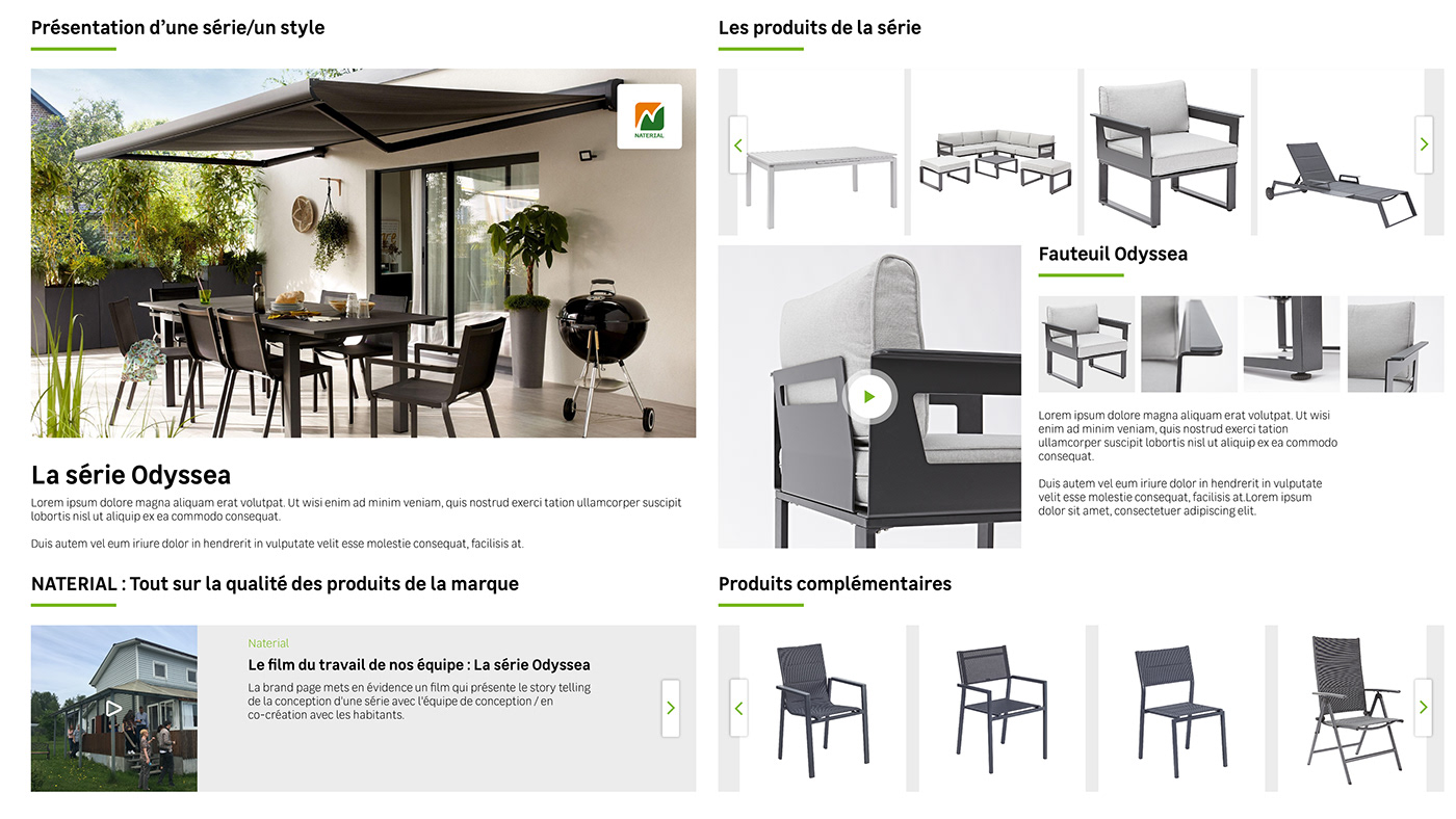 business model customer journey customer relationship espace de vente outdoor furniture Stand UI ux Web