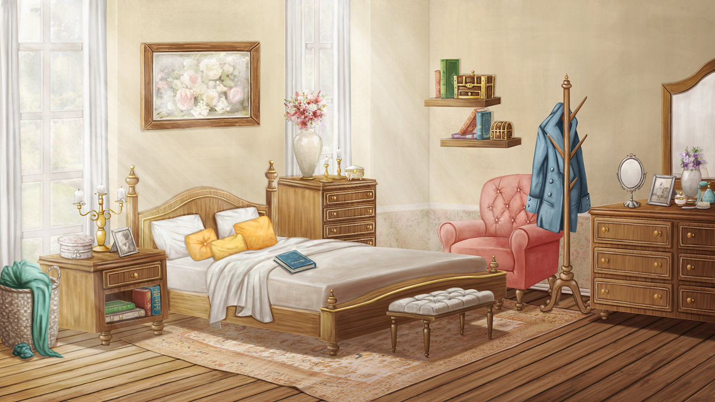 town background visual novel game bedroom living room Landscape anime CG