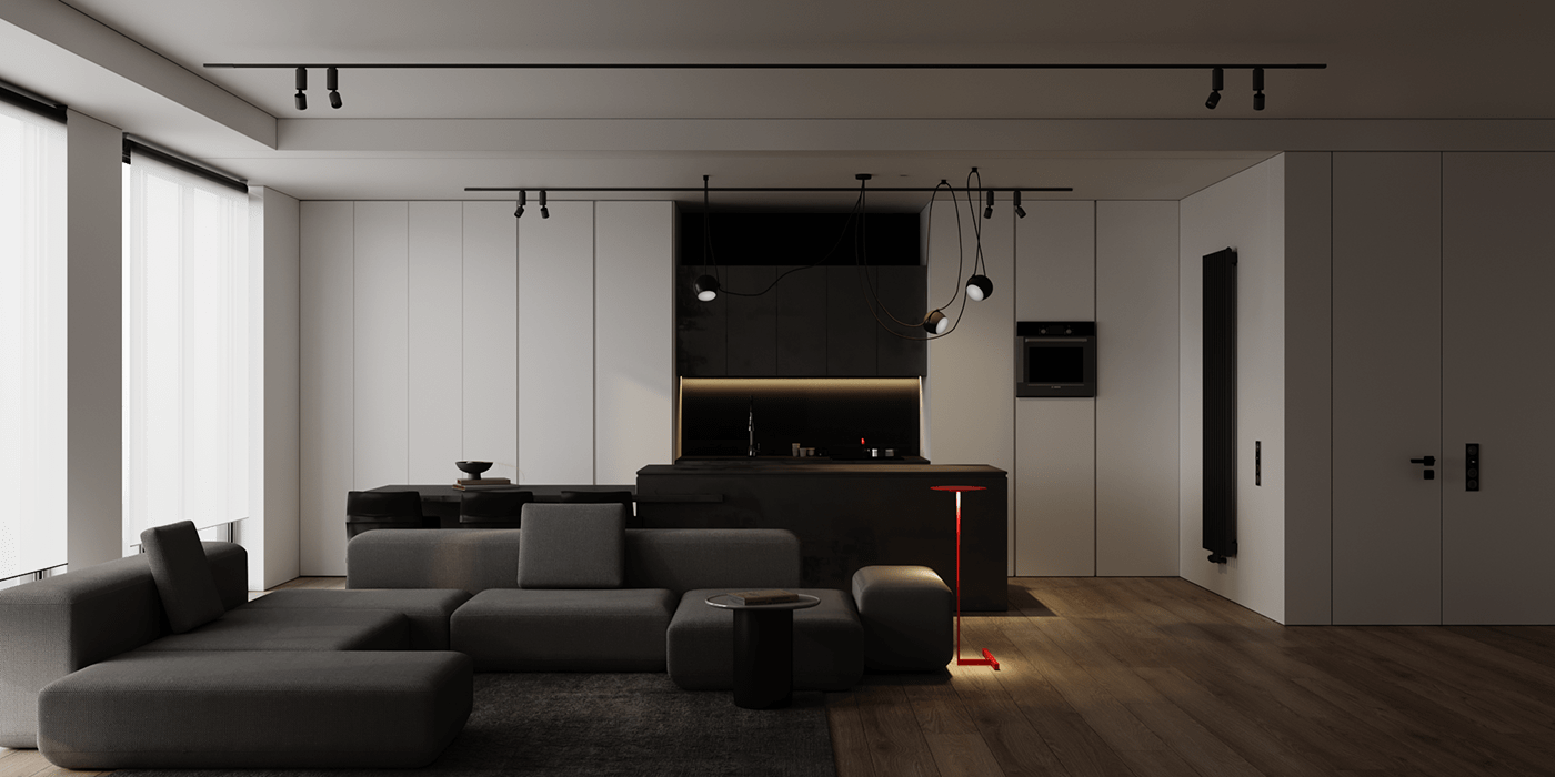 3D 3ds max architecture corona Interior interior design  kitchen living room modern visualization