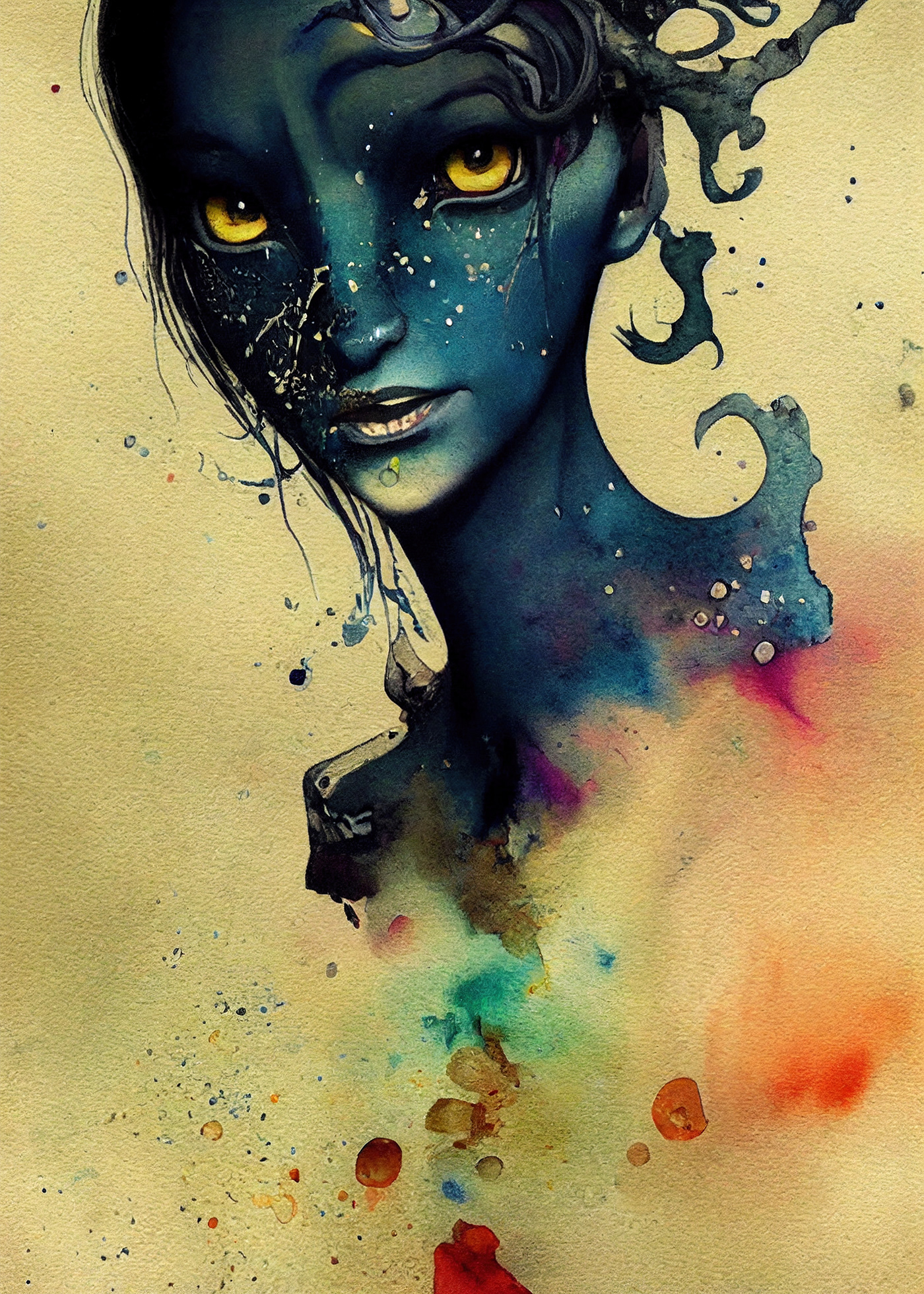 artwork avatar inspiration James Cameron movie Na'vi portrait