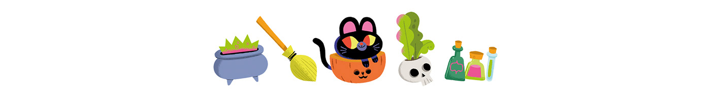 Character design  children's book digital illustration Halloween ILLUSTRATION  kidlit spooky stickers witch