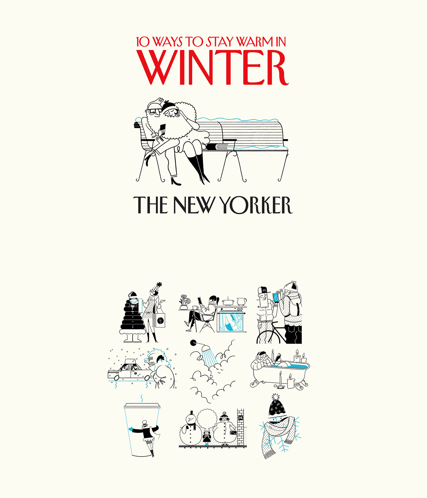 editorial winter newyorker new yorker staywarm Hipster characters Spot spotillustration magazine TheNewYorker nyc