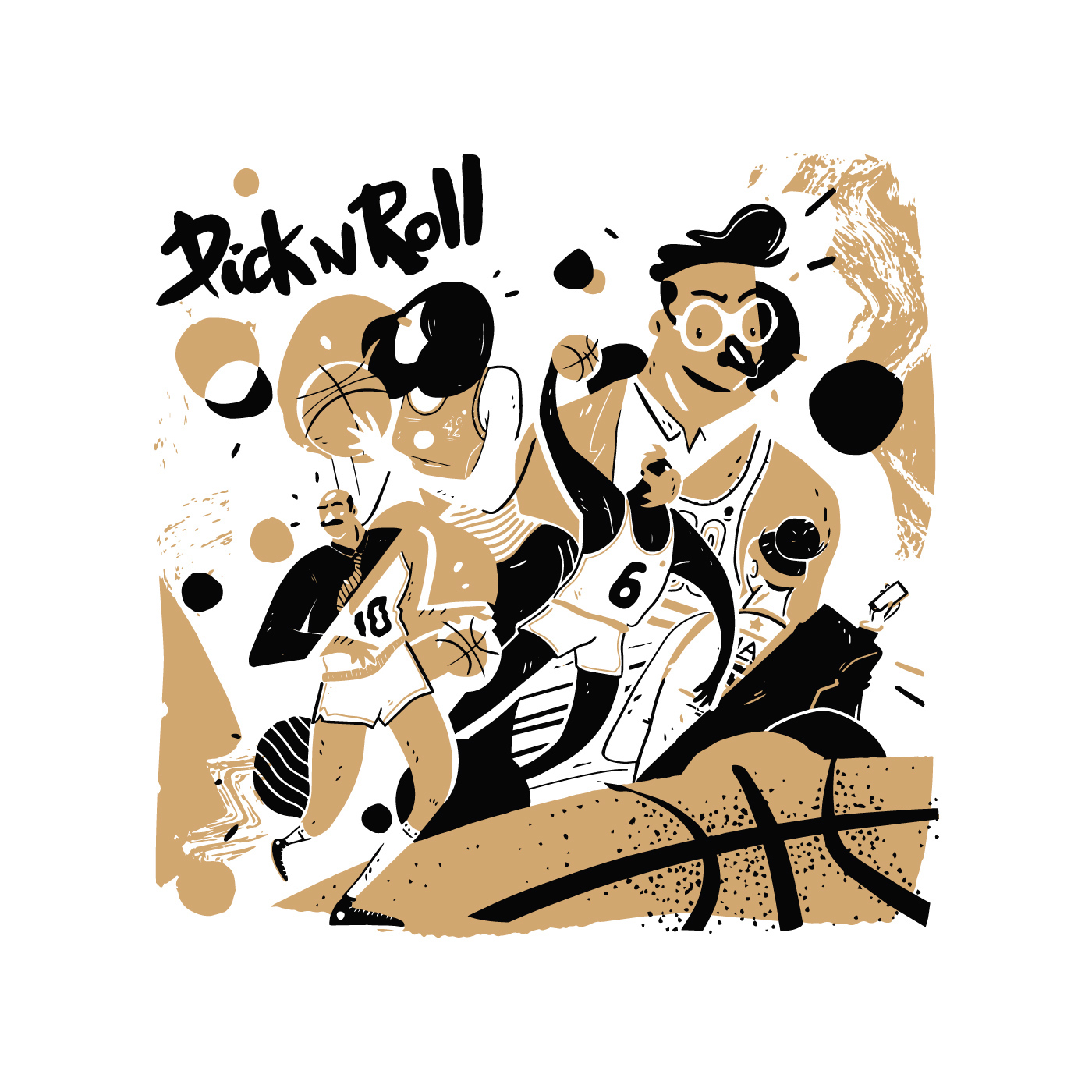 Serigraphy print screenpirnt poster basketball Boxe backfist picknroll