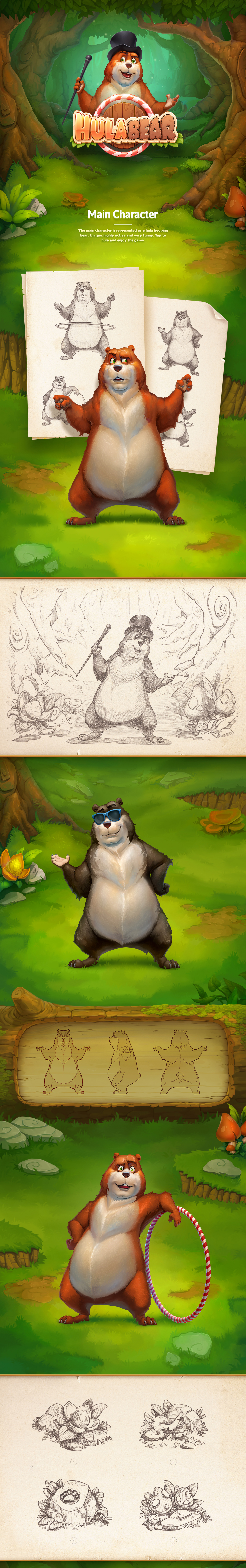 game UI bear sketch forest Character animal Icon ios GUI