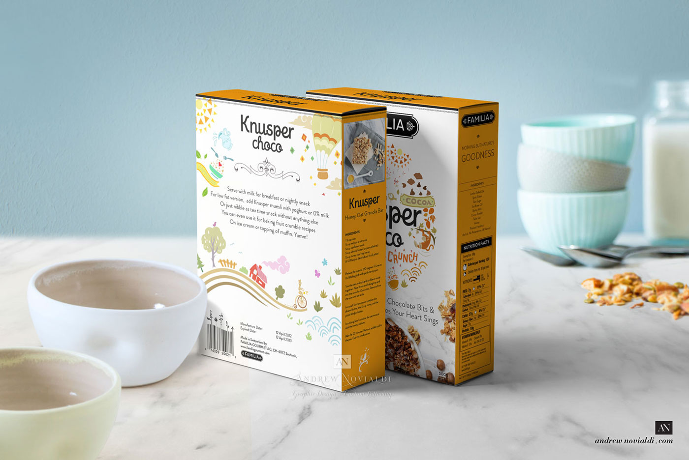 Packaging organic granola ILLUSTRATION  Icon happy healthy colorful