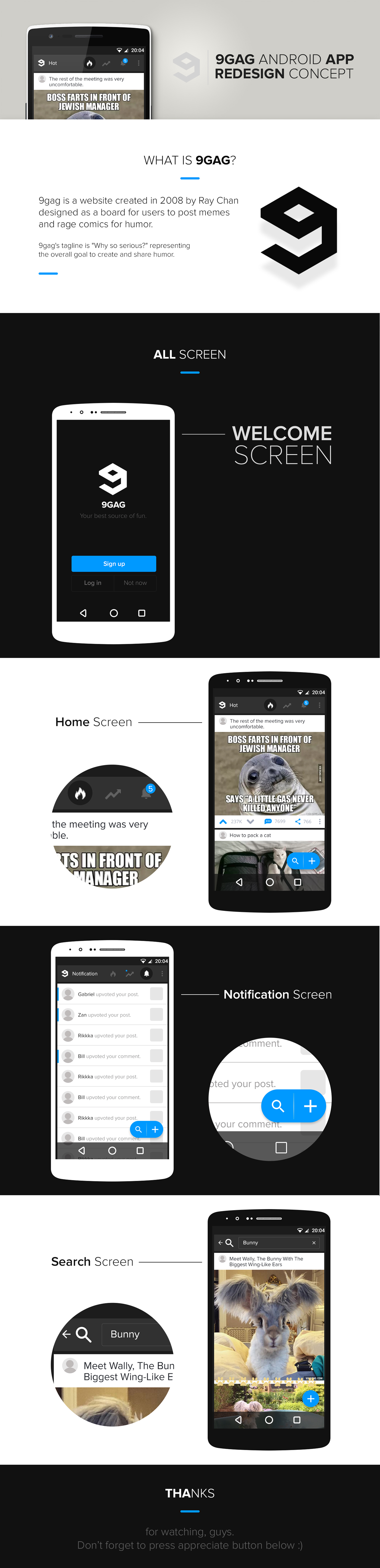 UI ux app 9gag moblie android creative Freelance flat brand
