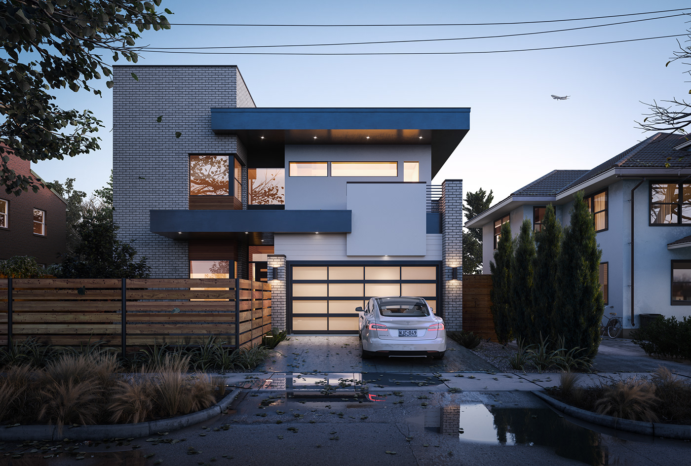 3dsmax CGI CoronaRender  Evening exterior visualization architecture archviz building Street