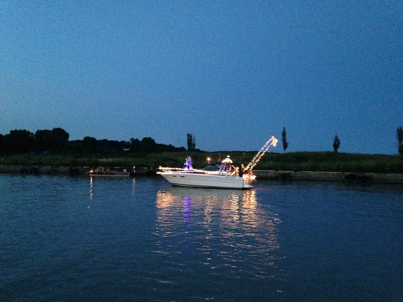 beach water dock Boats night full moon