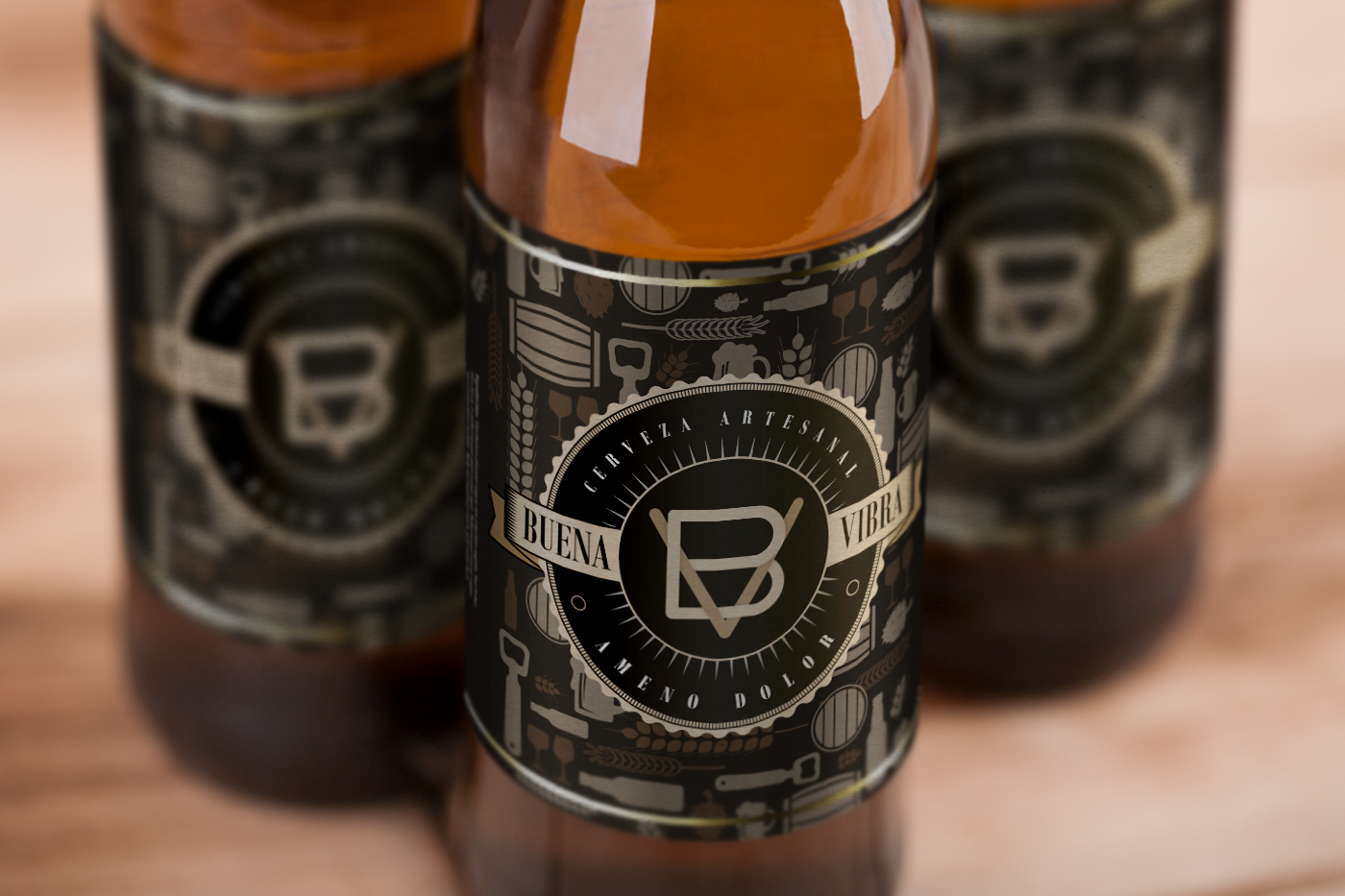 cerveza artesanal beer brand naming Buena Vibra logo drink Label