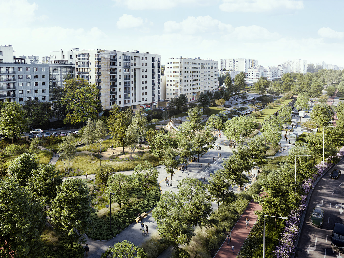 Park Landscape visualization CGI exterior archviz 3D warsaw Urban