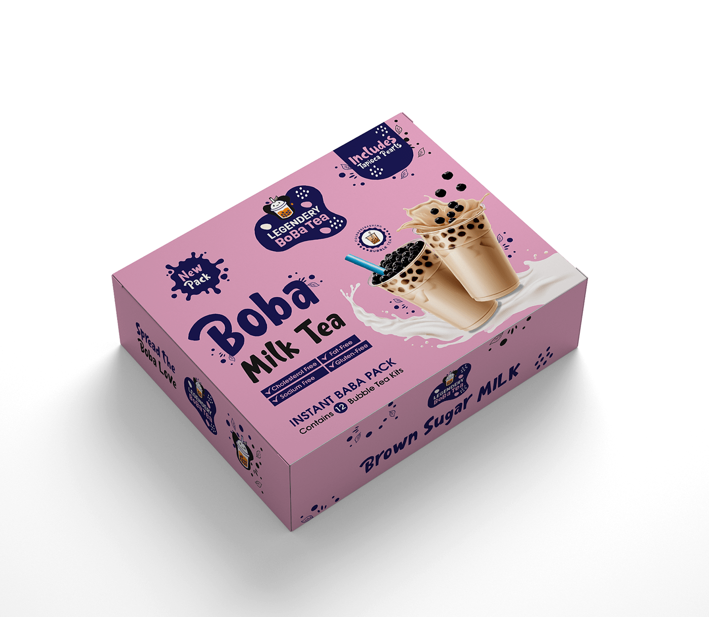 bubble tea Boba Mockup box design box Milk Tea brand identity Packaging visual identity