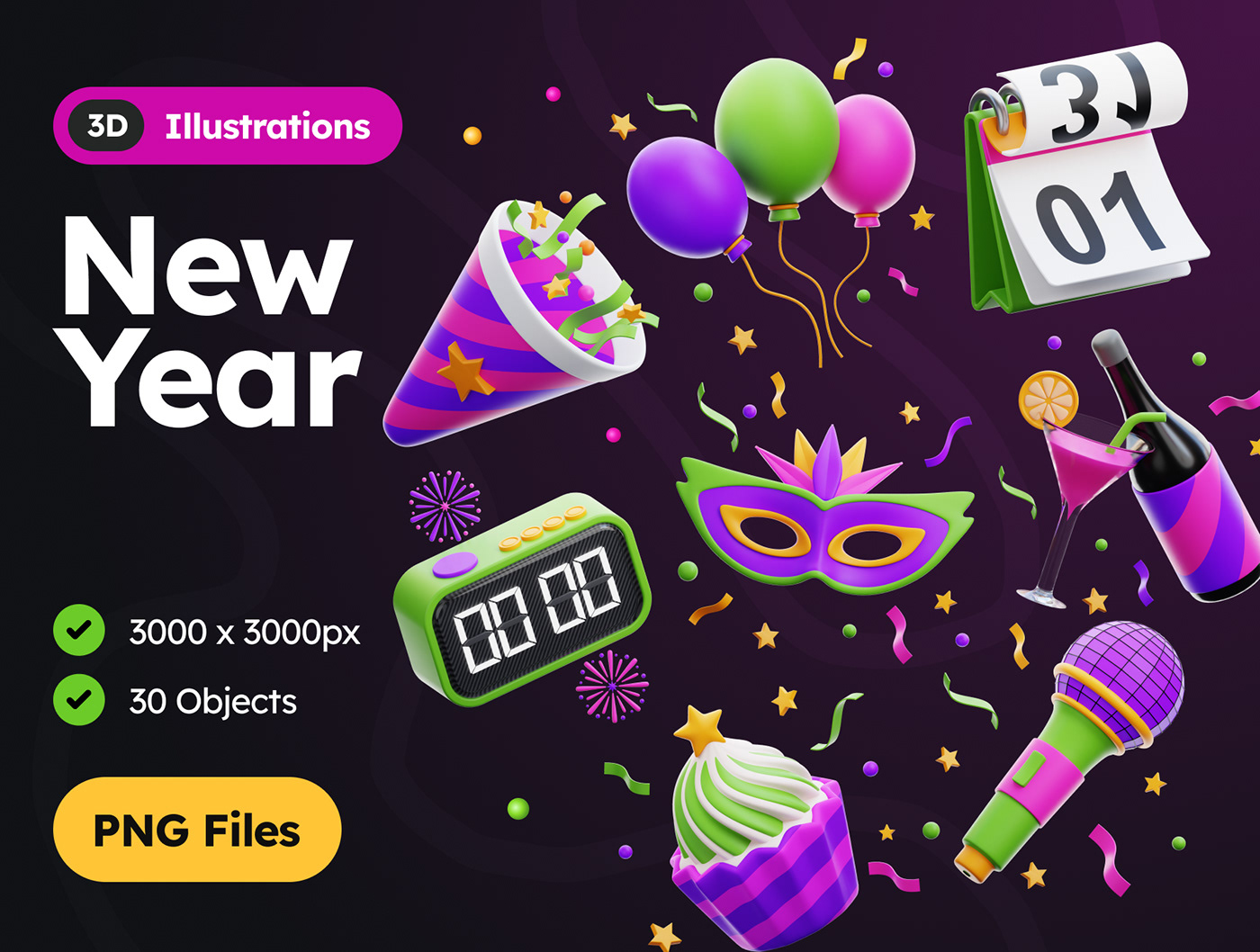 3D 3d icon blender 3d modeling new year party Icon Render Christmas ILLUSTRATION 