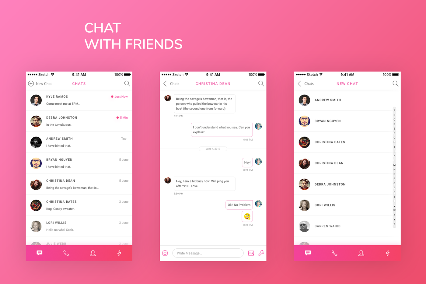 UI ux kit minimal messenger app mobile spike design