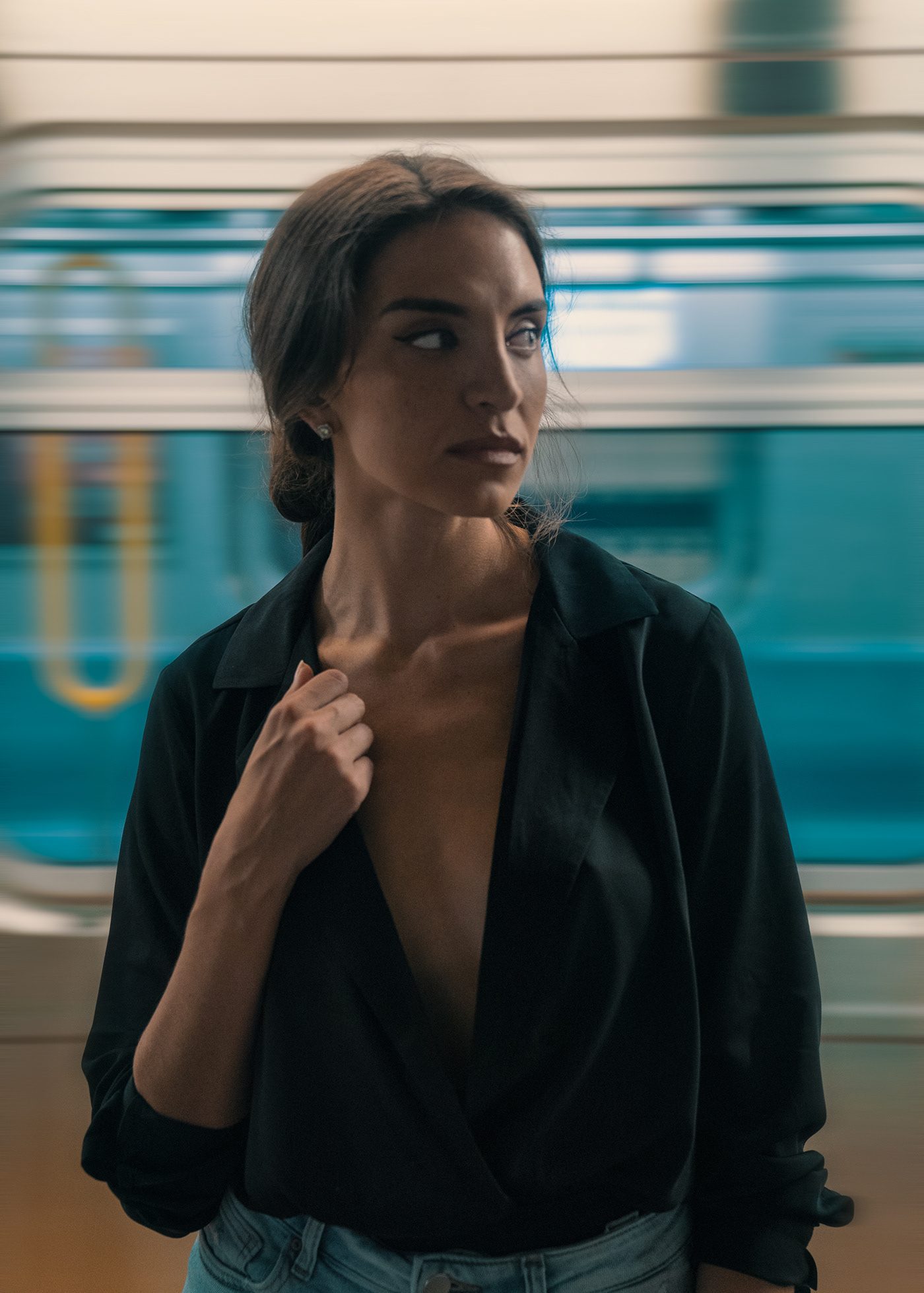 cinematic cinematic photography cinematic photoshoot new york subway Train photoshoot MODEL fashion