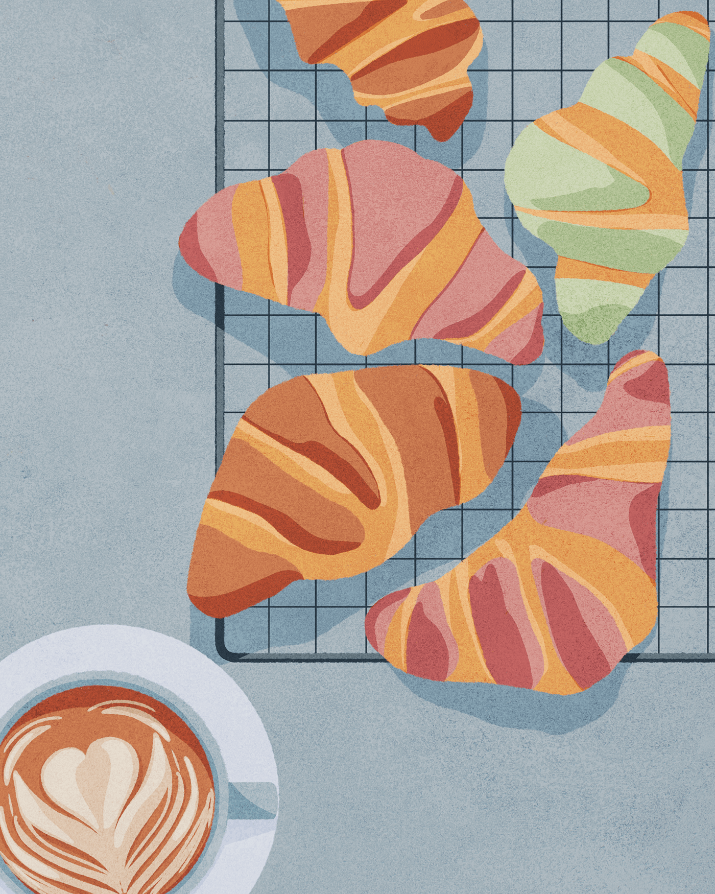 flat ilustration ILLUSTRATION  colored Croissants