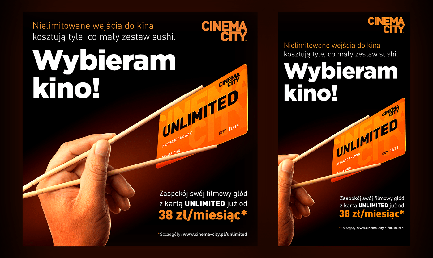 Advertising  banner campaign Cinema concept design graphic design  key visual orange Unlimited