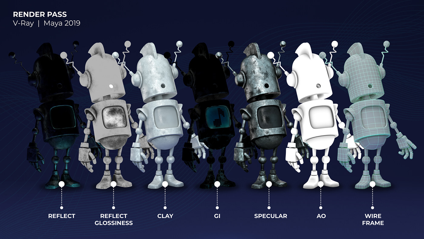 robot cartoon Character design  Digital Art  concept Maya Substance Painter modeling 3D