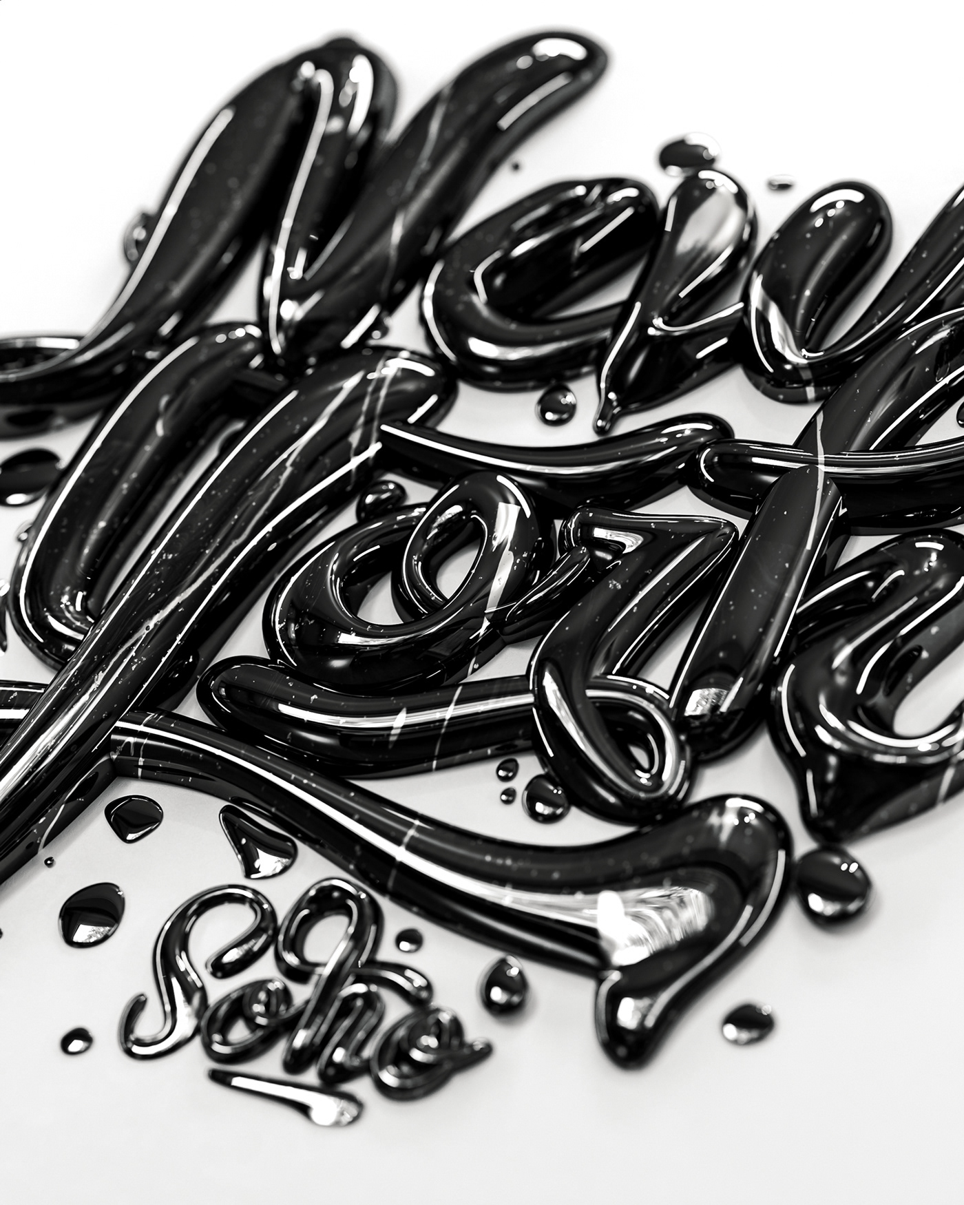 New York 3D CGI Calligraphy   type lettering black Script paint