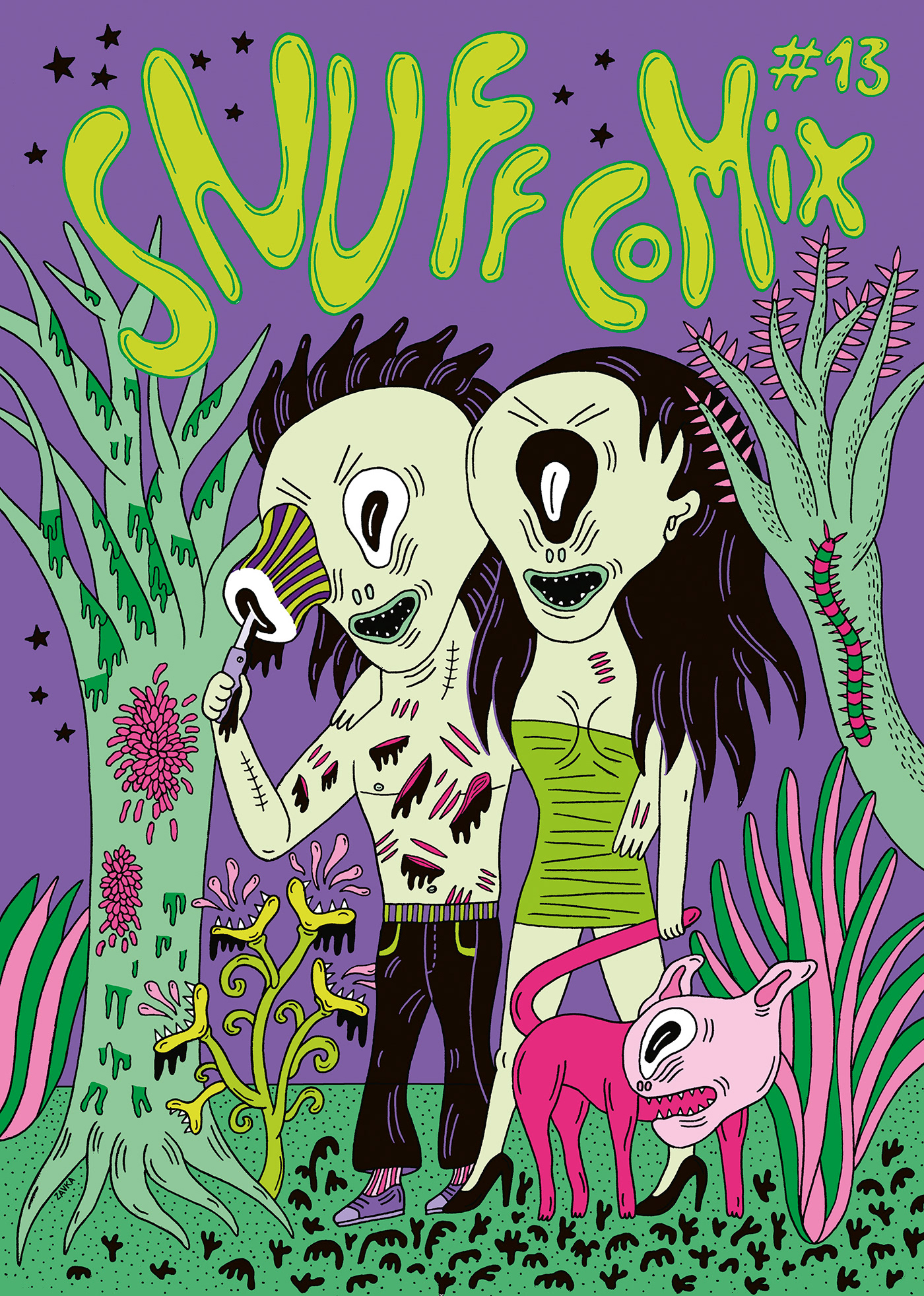 snuff Comix creepy one-eyed girl Cat Underground comics indie comics girl boy comics zavka