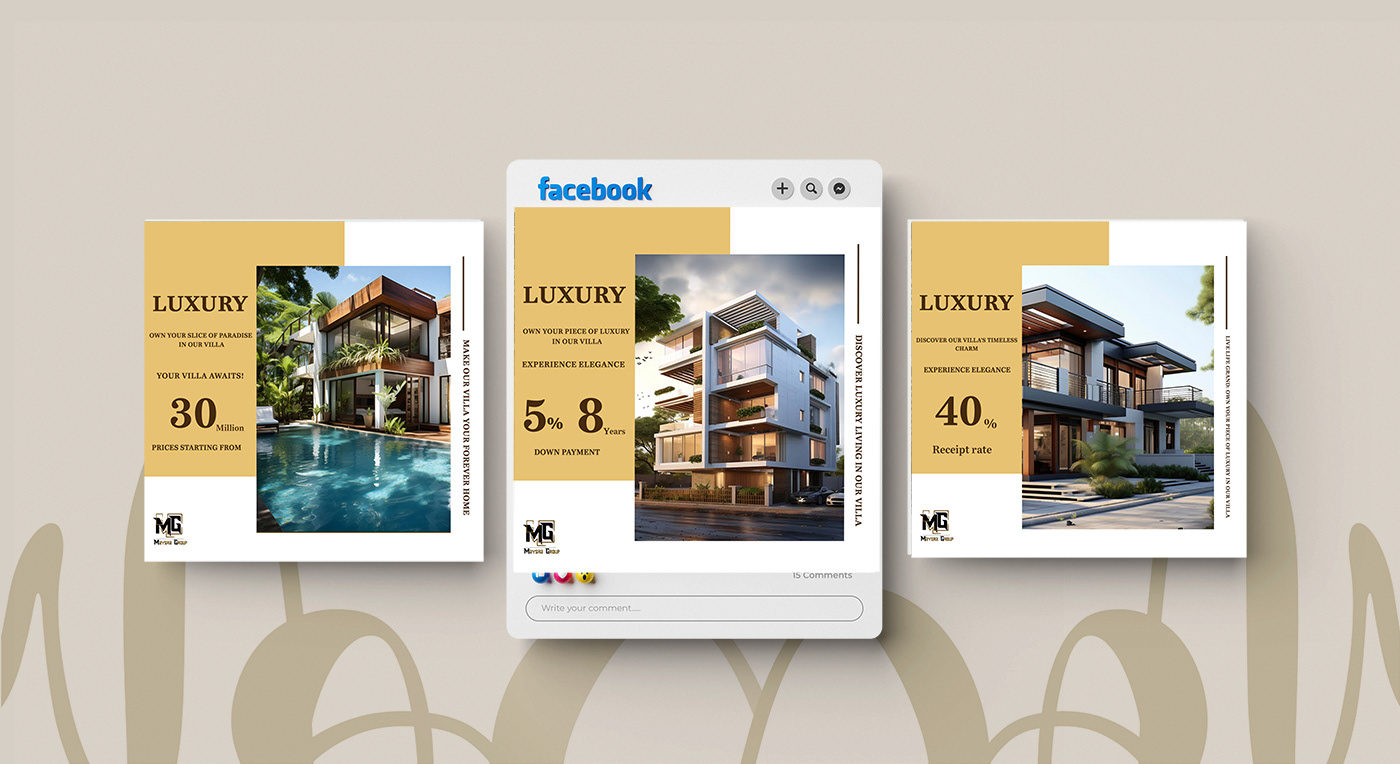 real estate Social media post Investment finance business posters design Advertising  Graphic Designer Villa mall