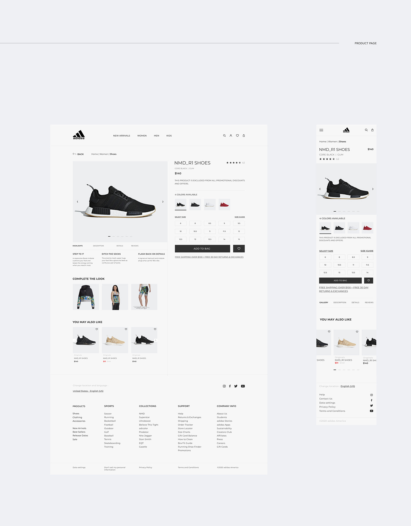 adidas e-commerce redesign Responsive shop sneakers store UI/UX Web Design  Website