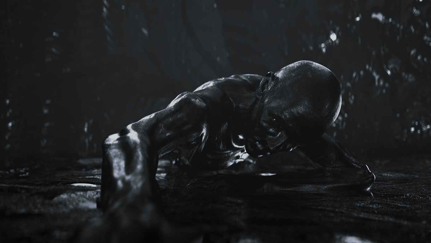 3D art art collaboration black and white CG CGI Character design  cinematic noir Render