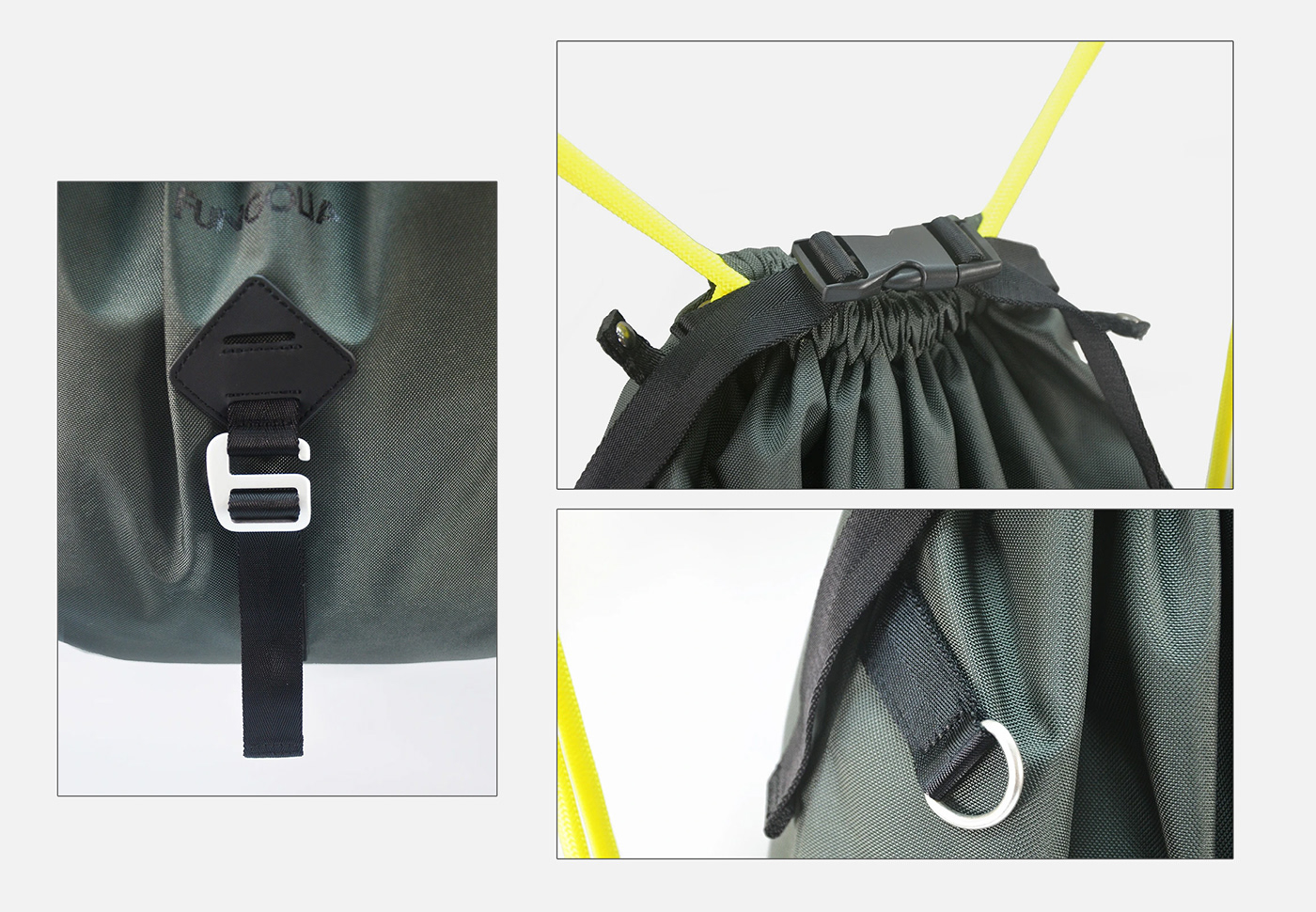 backpack bag drawstring fungolia industrial design  product desgin Travel travel accessories travel bag