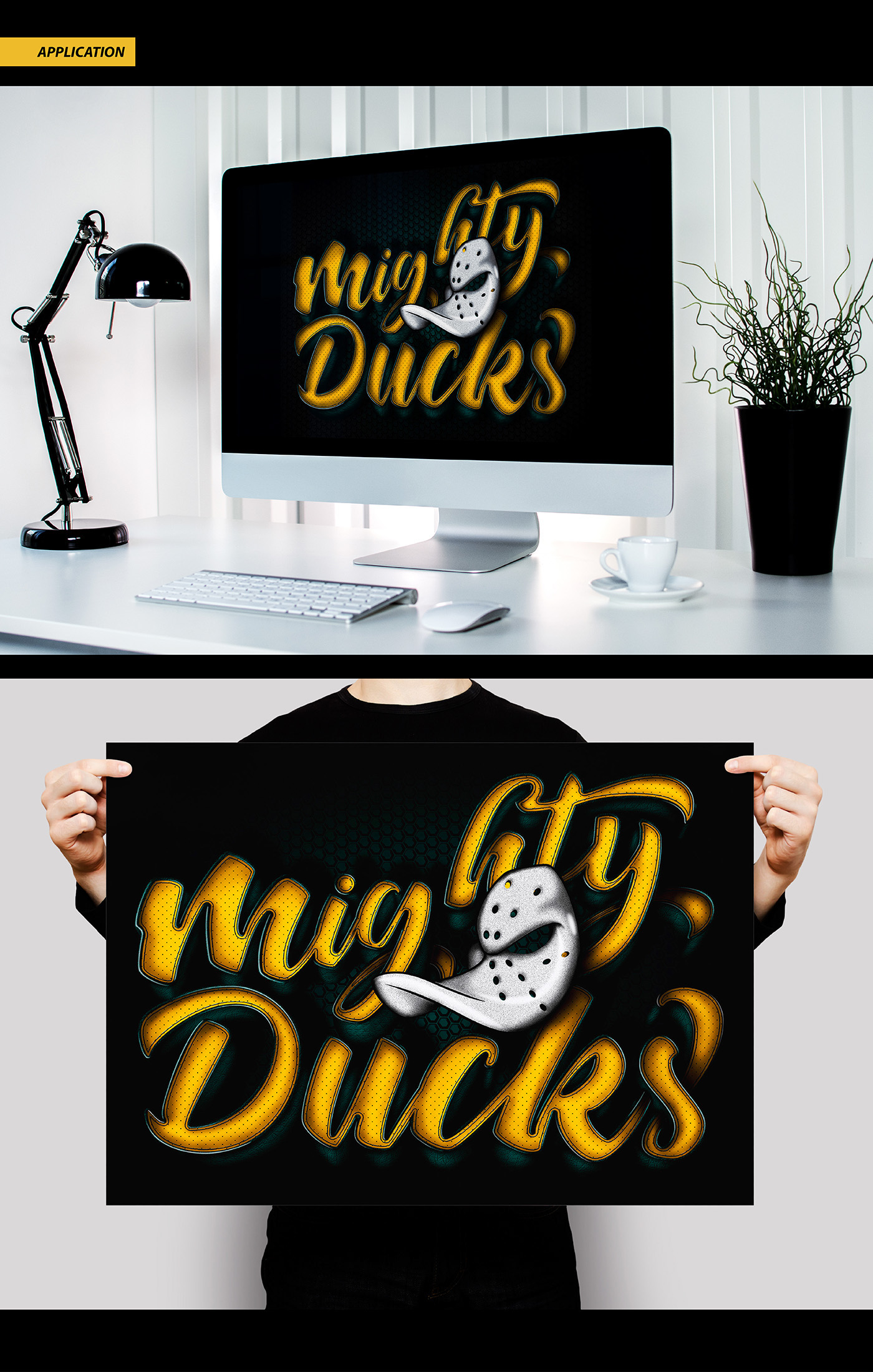 lettering 3D ILLUSTRATION  brush lettering mighty ducks Digital Artwork typography   Drawing  photoshop rafael costa