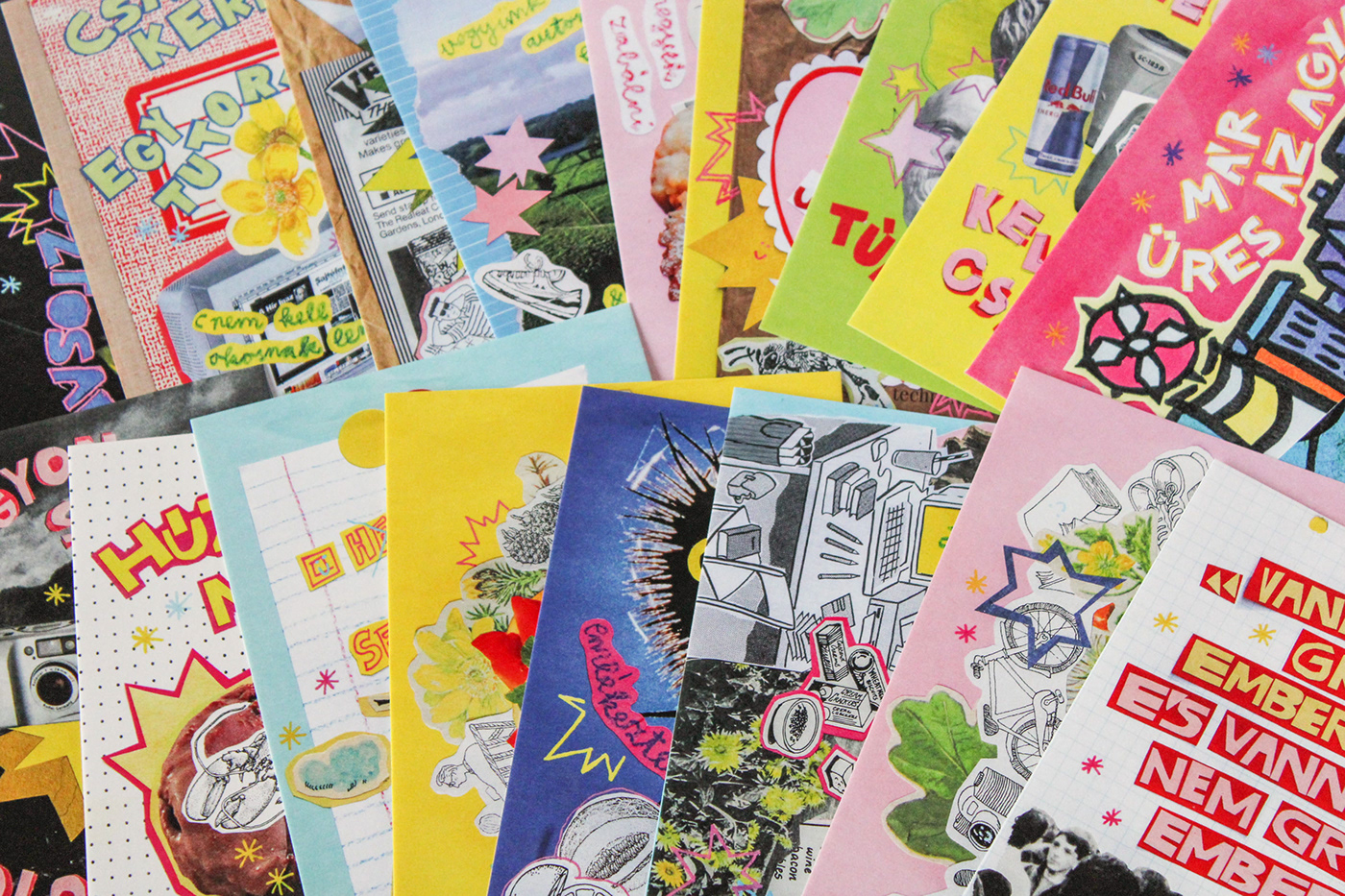 postcard postcard design graphic design  trash design collage collage art manual design handmade craft hand crafted