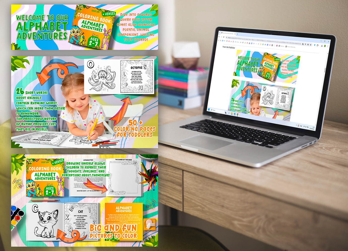 A+ Content Amazon Amazon Listing kids book children illustration children's book amazon A+ coloring book kdp paperback