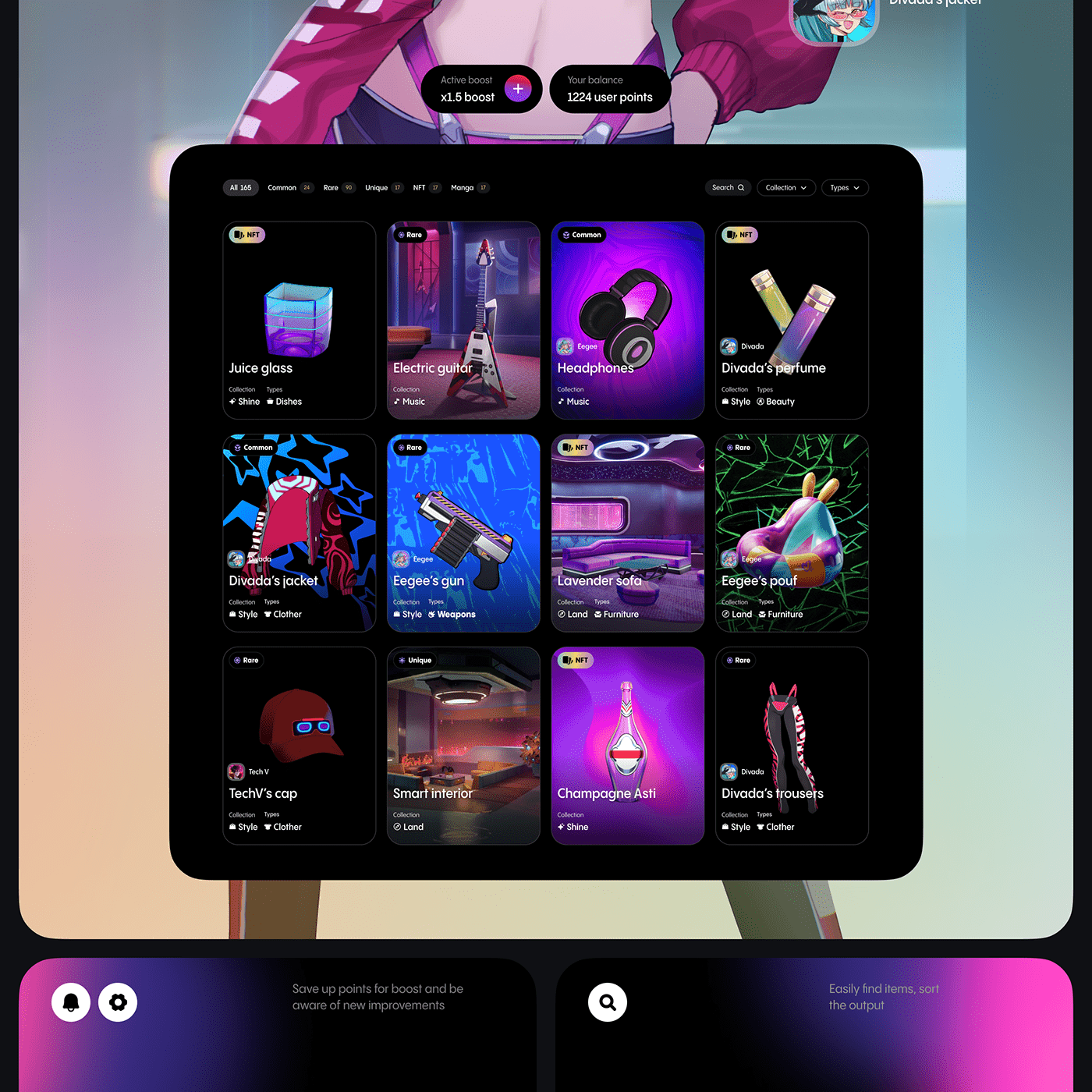 user interface user experience Mobile app application Figma Streaming communities black and white gradient