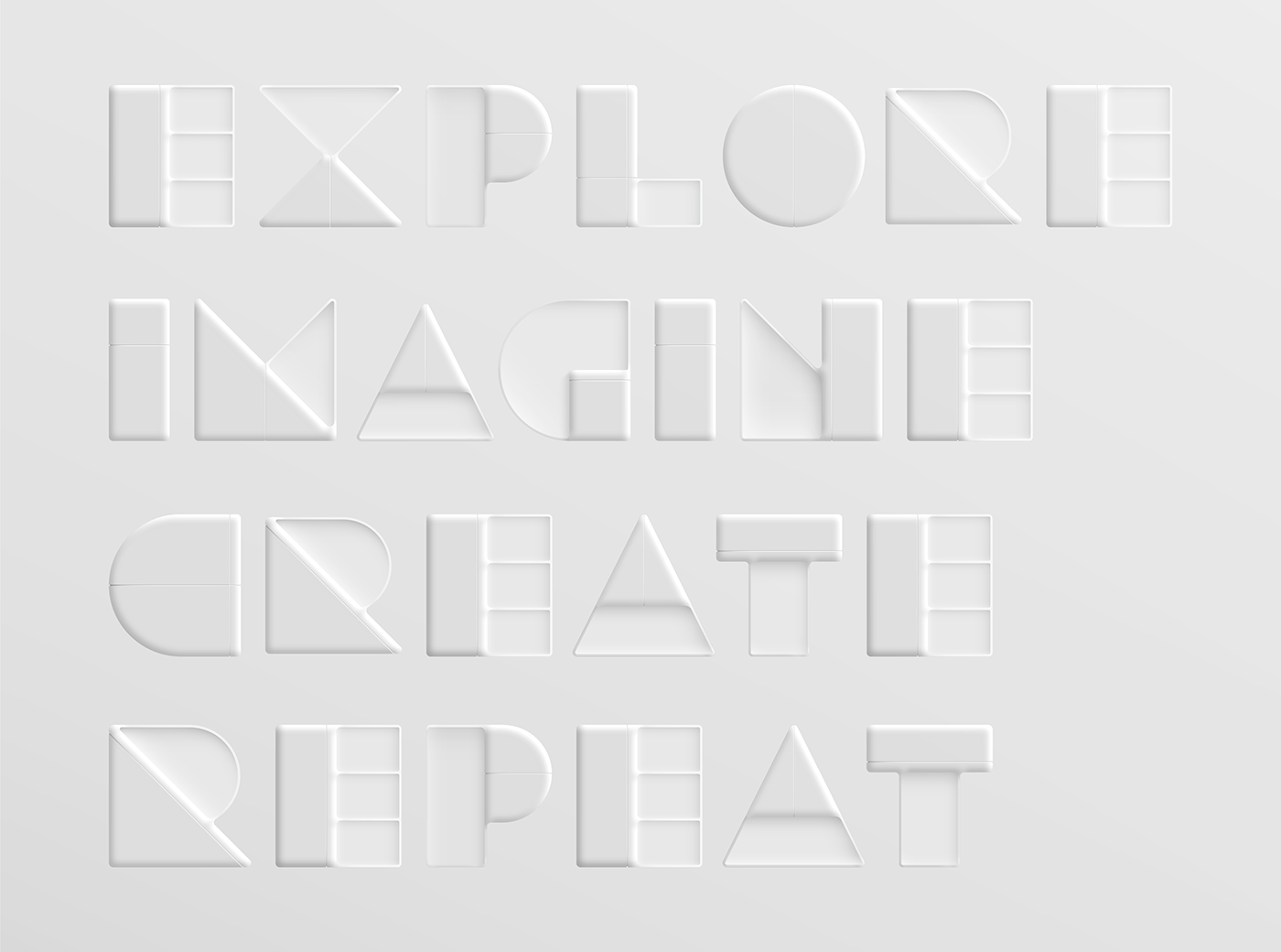 3D contrast font minimal sculpture type Typeface