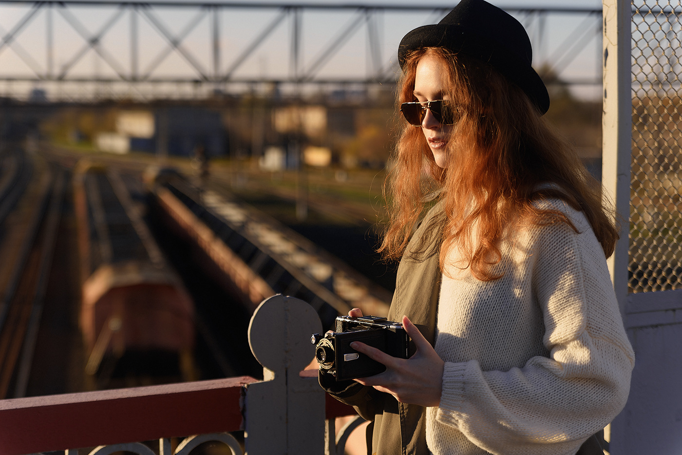 editorial Fashion  ginger model Nikon photographer Photography  railroad STATION woman