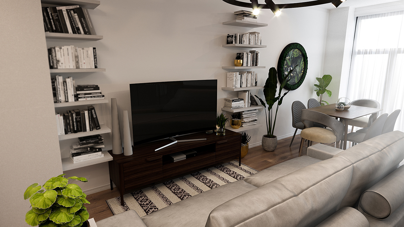 3D apartment architecture cozy Interior interior design  modern Render visualization warm